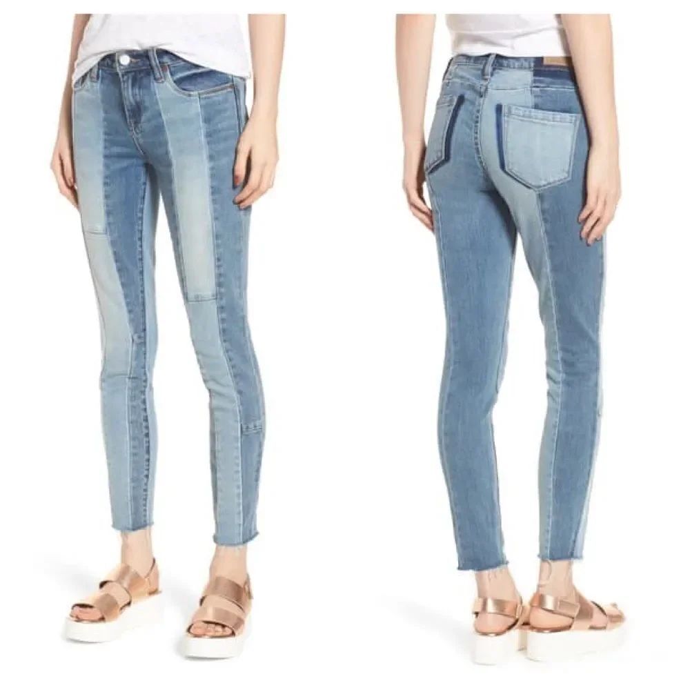 BLANKNYC Reade Patchwork Crop Skinny Denim Sz 27